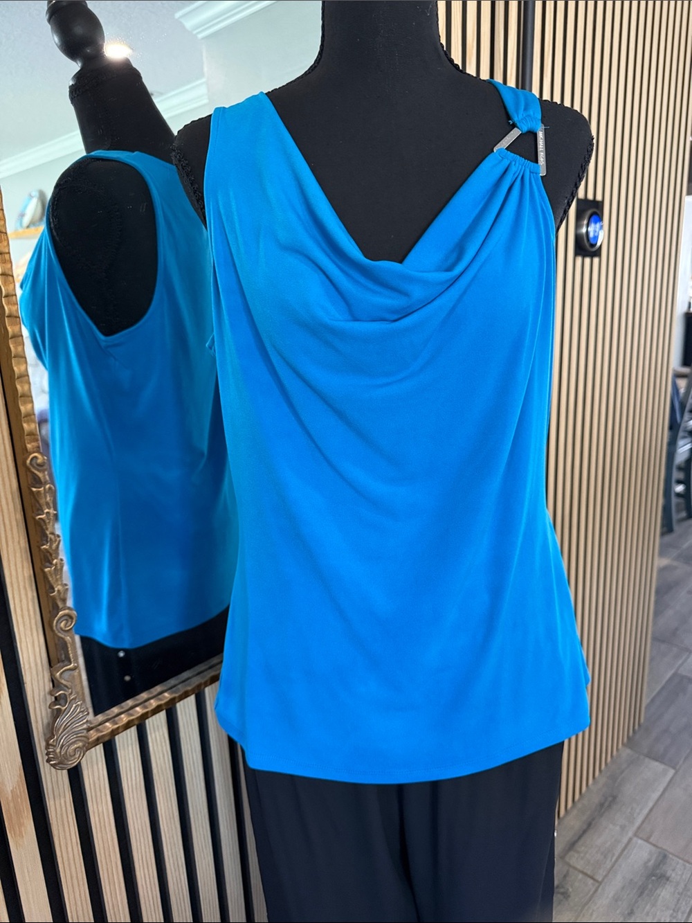 MICHAEL Michael Kors Vibrant Blue Draped Cowl Neck Tank